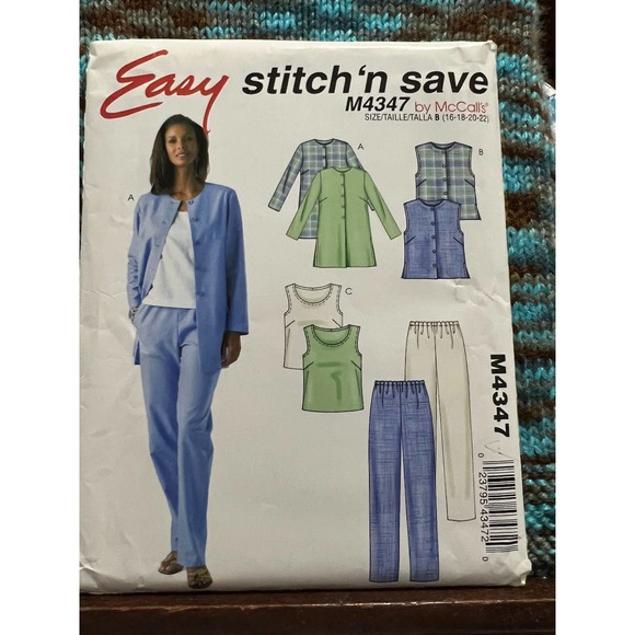 McCalls pattern 4347 tank top vest shacket elastic waist pants - Picture 1 of 5